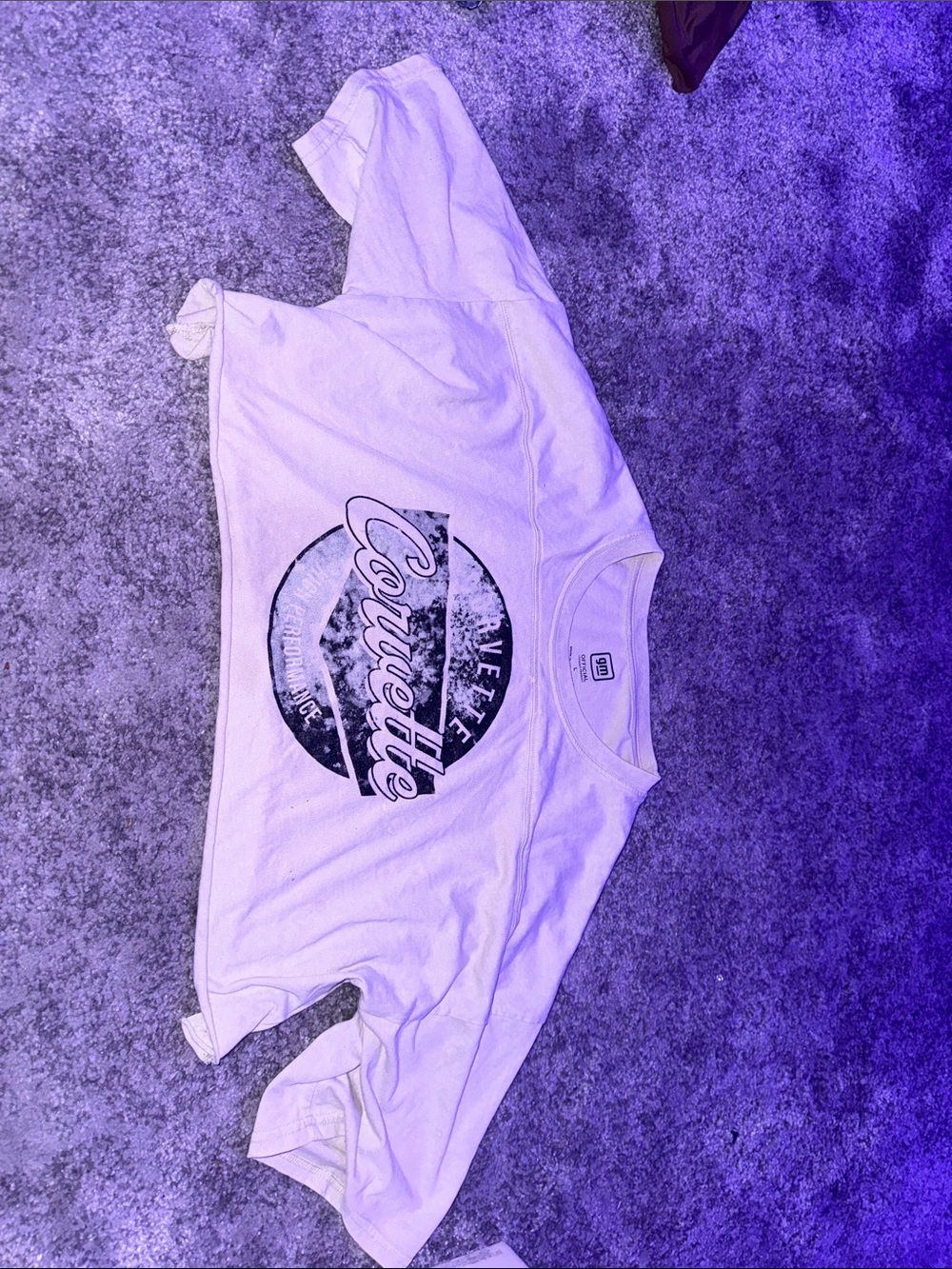 Corvette Graphic White Crop Top Tee